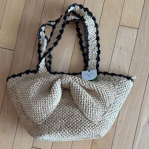 Kate Spade x Target Raffia Bow Black and Tan Tote Bag